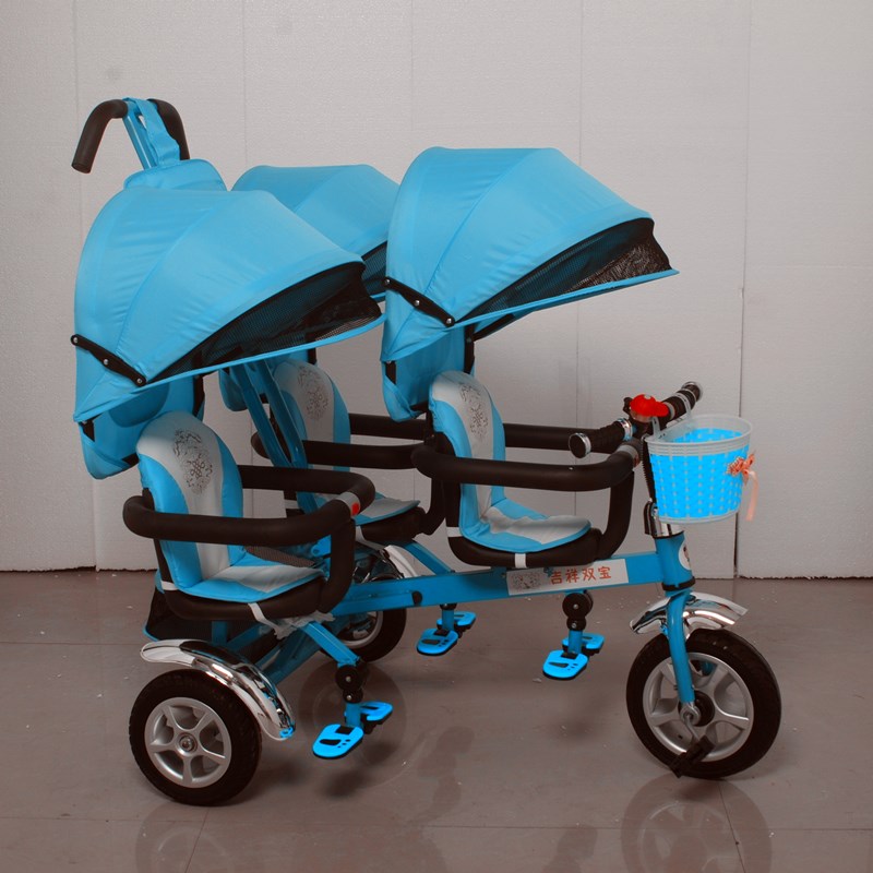 三胞胎遛娃神器婴儿推车三人轻便可坐可躺双胞童车脚踏车二胎神器