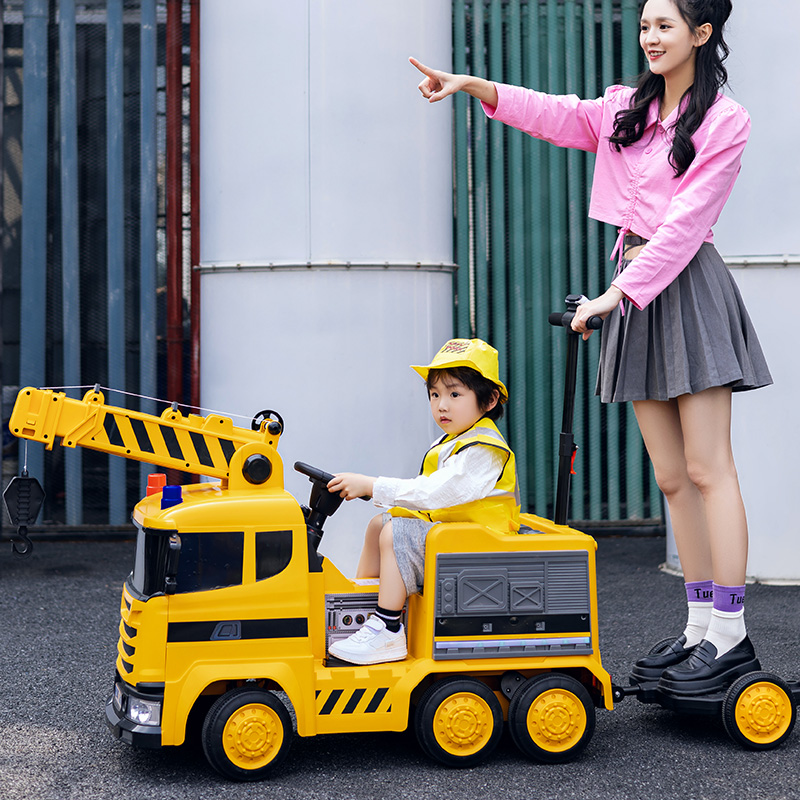 儿童车电动玩具汽车可坐大人宝宝遥控工程车孩子消防车挖掘机童车