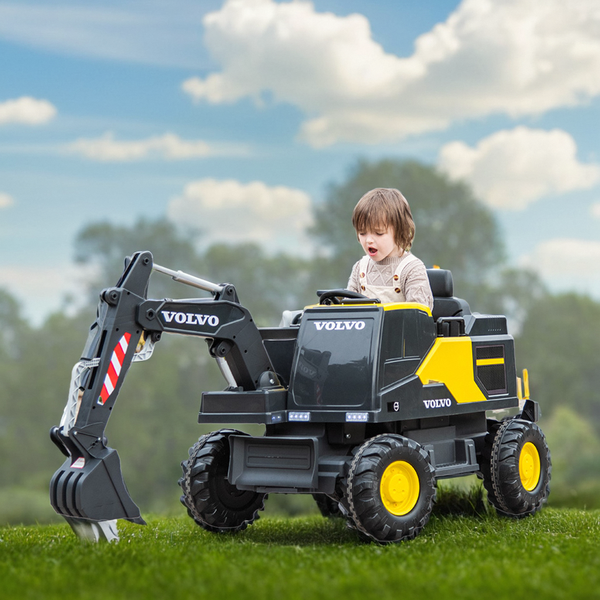 沃尔沃volvo挖掘机儿童电动车四轮宝宝玩具车可坐人小孩遥控汽车