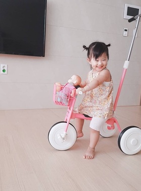 日本无印儿童三轮车脚踏车小孩自行车1-3岁宝宝推杆遛娃轻便童车