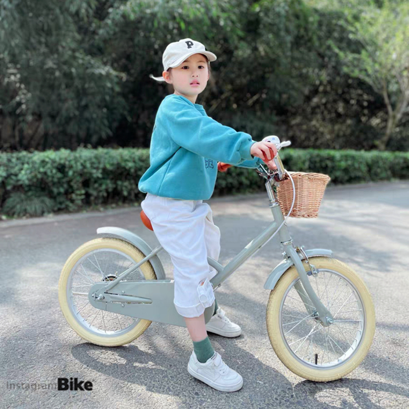 儿童自行车2-4岁宝宝脚踏车14寸日式复古女孩单车带辅轮小孩童车