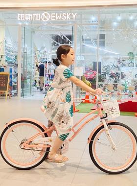 儿童自行车女孩女童公主风公主款粉紫色避震脚踏车单车中大童童车