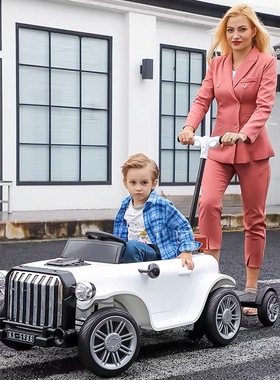 儿童电动车四轮遥控汽车可坐大人男女宝宝玩具双人座亲子遛娃童车