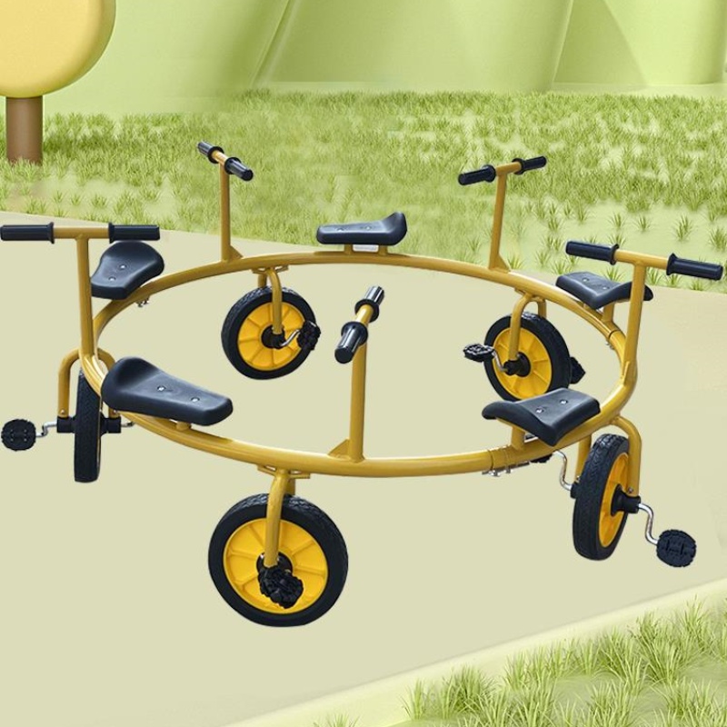 幼儿园多人旋转脚踏车儿童三轮车户外童车四人五人六人八人转厂家