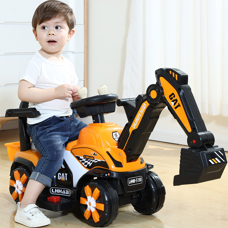 新款1-5岁儿童滑行车挖掘机玩具大号工程车音乐男女小孩宝宝滑板