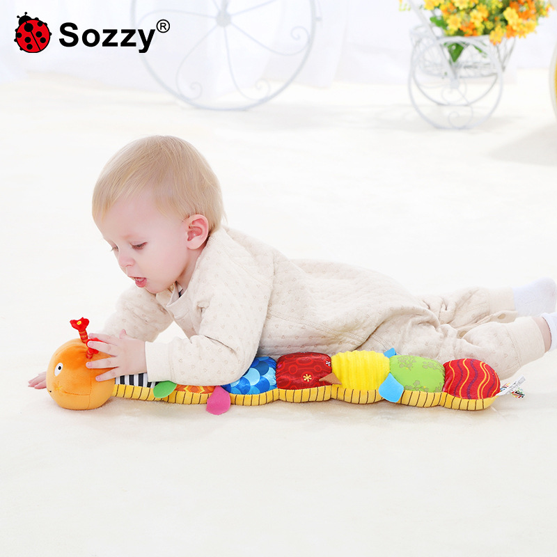 Sozzy音乐响纸0-3岁儿童抱偶安抚宝宝毛绒玩偶新生儿婴儿玩具毛虫