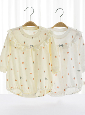婴儿夏季短袖连体衣三角哈衣0-1岁宝宝包屁衣透气薄款空调服睡衣