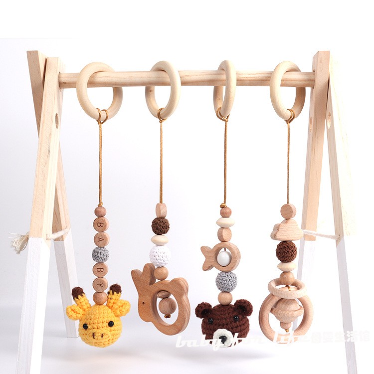 INS北欧婴儿车装饰挂件小熊兔子摇铃婴儿健身器挂环挂饰吊饰