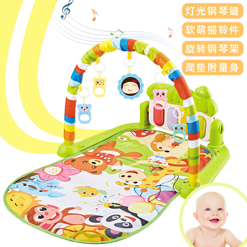 跨境婴幼儿0-36个月脚踏钢琴健身架儿童早教声光爬行带挂件玩具