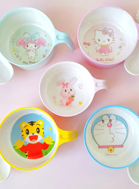 五和儿童碗女童宝宝碗防摔吃饭专用餐具手柄可爱卡通婴儿辅食碗勺
