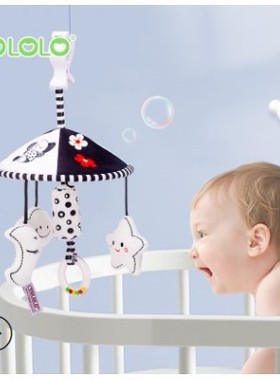 黑白婴儿玩具云朵吊伞响铃BB器风铃0-1岁早教玩具婴儿床铃