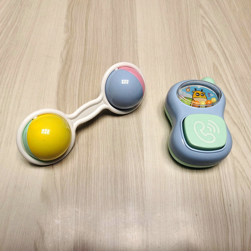 婴儿手摇铃玩具0-1岁新生宝宝益智早教抓握双球滚动3-6月幼儿安抚