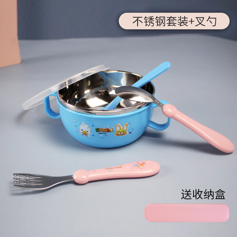 宝宝勺子1岁2婴儿餐具不锈钢小孩学吃饭训练勺叉幼儿筷子儿童叉子