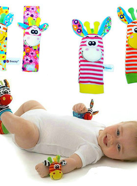 SOZZY婴儿摇铃手表带袜子手腕带初生儿宝宝0-3-6个月玩具安抚玩偶