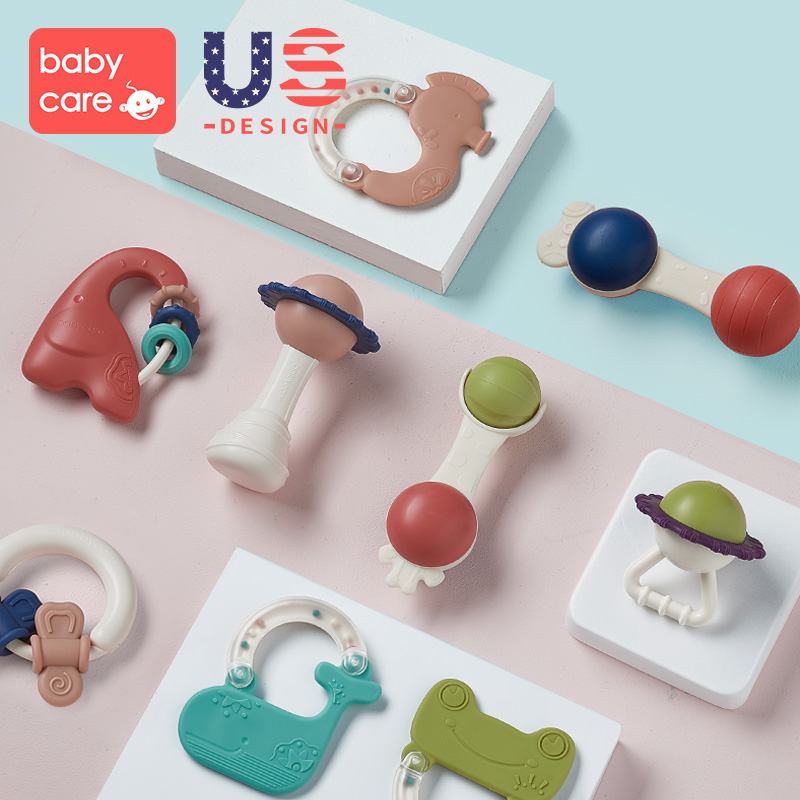 babycare手摇铃新生婴儿玩具益智早教抓握训练牙胶可咬0-3-6个月