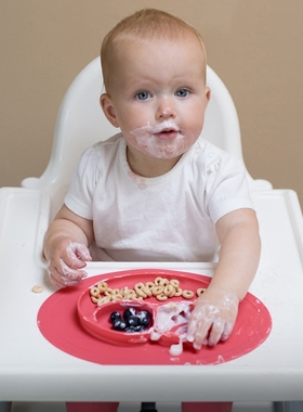 美国ezpz儿童餐盘笑脸一体式餐垫婴儿分隔硅胶餐具辅食宝宝吸盘碗