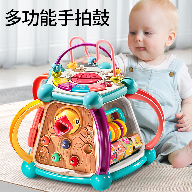 婴儿多功能手拍鼓六面体一岁宝宝益智玩具早教音乐拍拍鼓送礼