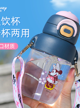 迪士尼儿童水杯带吸管女孩上学专用夏季耐高温小学生幼儿园防摔壶