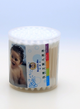 马博士婴儿棉签宝宝棉棒 防水婴儿棉签 紫外线消毒不加增白剂大头