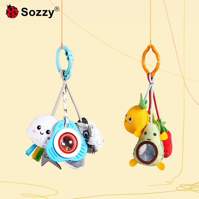 SOZZY新生婴儿玩偶车挂件牙胶动物安抚0-1岁宝宝床铃摇铃玩具