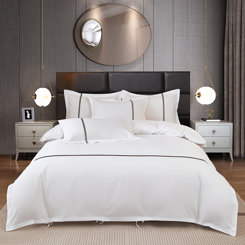酒店四件套民宿床上用品床单被套宾馆专用耐洗白色布草床品全套装