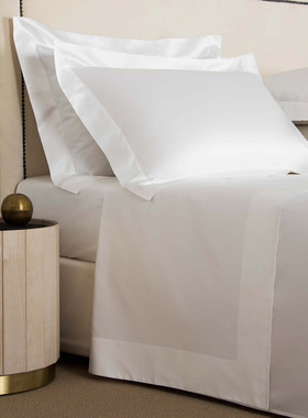 高档纯棉140支埃及棉四件套简约纯色五星级酒店白色床单床上用品