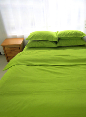 ins纯色四件套绿色床单床笠被套蓝色学生宿舍三件套被罩床上用品4