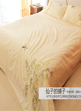 外贸 床单三件套纯棉绣花全棉双人斜纹简约床上用品1.5米1.8米床