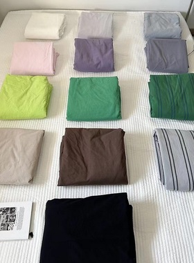 日式北欧ins水洗棉床单新疆棉春夏床上用品斜纹1.8m被单纯色简约