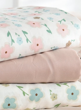 纯棉可定做双层纱布单件床单ins可爱卡通宝宝儿童素色单双人床笠