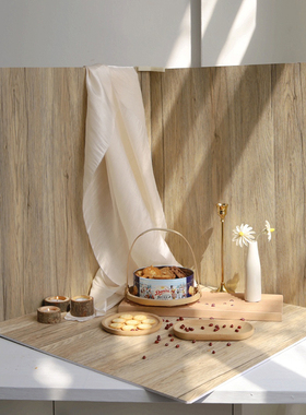 拍照道具木纹背景板场景摆件ins美食蛋糕摄影布木板复古纸PVC影棚