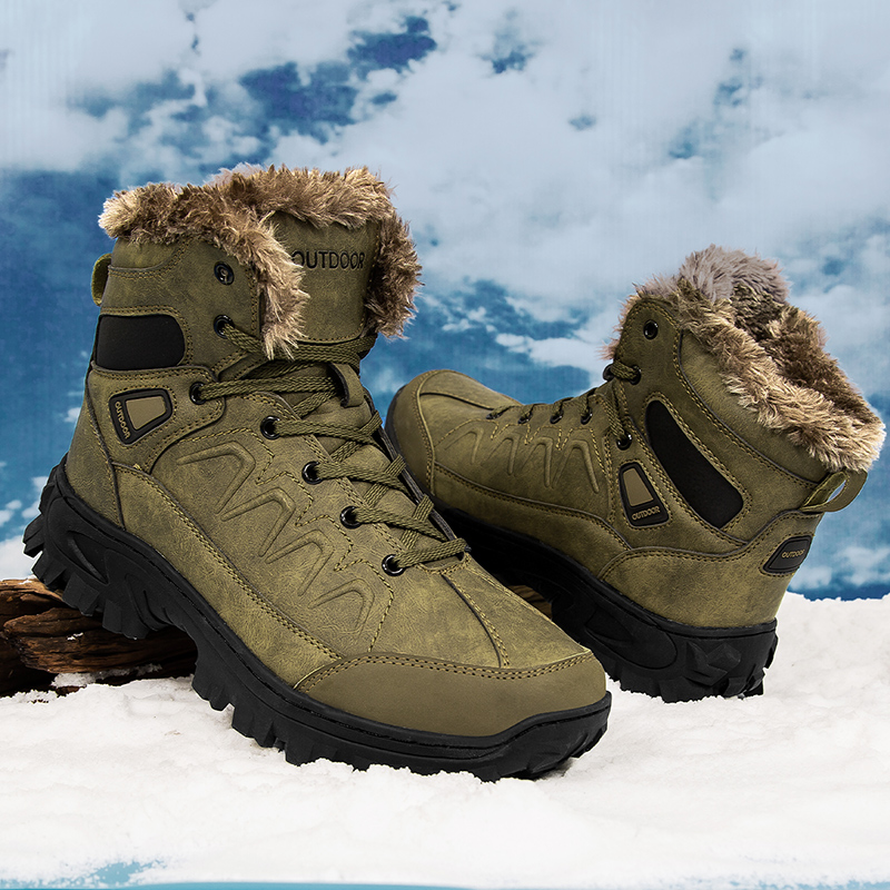 冬季户外登山鞋加绒加厚东北大棉鞋防水防滑高帮男鞋马丁靴雪地靴