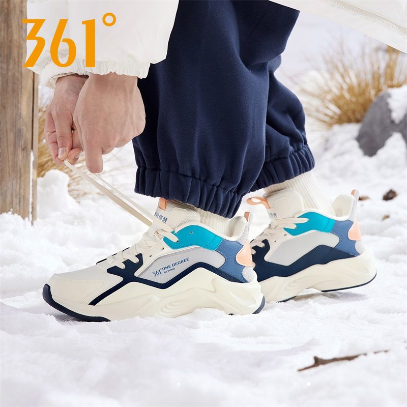 361°冬季男鞋运动鞋2023新款高帮老爹鞋加绒保暖休闲棉鞋男加厚