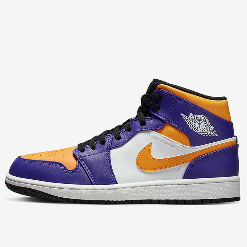 耐克男鞋AIR JORDAN 1 MID紫金白复古高帮篮球鞋板鞋DQ8426-517
