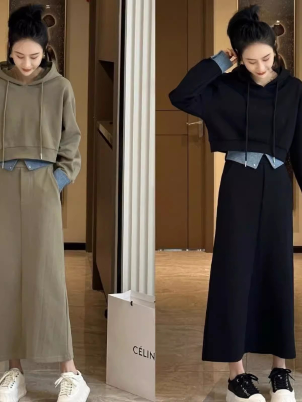 高级感休闲运动套装女秋欧货时髦设计感卫衣半身裙两件套韩系气质