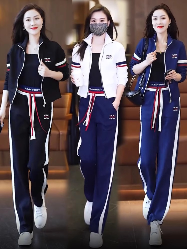 休闲套装女2023春季新款韩版时髦洋气开衫运动裤跑步服气质两件套