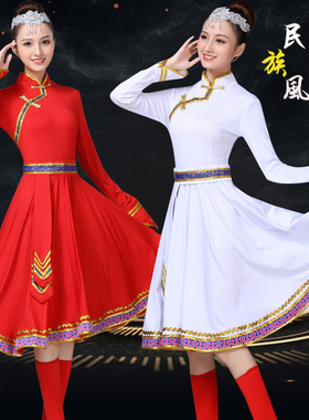 新款蒙古族服装女民族草原风成人服饰表演出服舞蹈内蒙袍大摆裙短