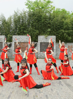 蒙古舞练功服新款马步舞少数民族舞蹈服筷子舞演出服装短款成人女