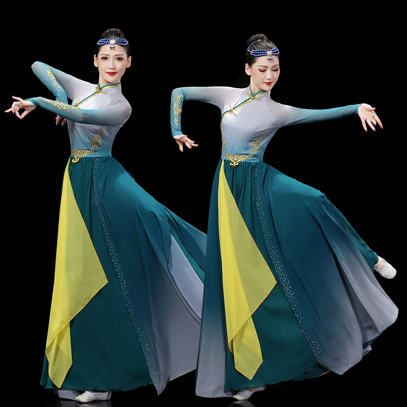 2023新款成人少数民族蒙古舞蹈演出服女蒙族舞艺考大摆裙长裙套装