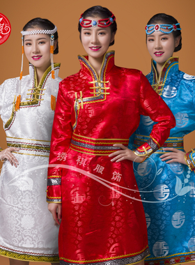 蒙古族服装女 舞蹈服 舞台演出服 少数民族生活装 婚礼新娘蒙古袍
