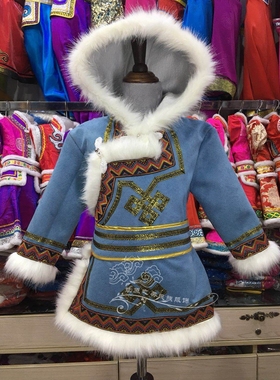 蒙古袍儿童棉袍男孩生活装秋冬季蒙古服装日常装演出服蒙族圣诞节