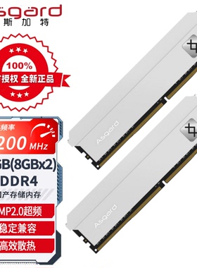 阿斯加特32GB(16Gx2)套装 DDR4 3600台式机内存条 弗雷系列钛银甲