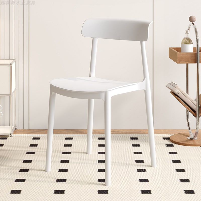 家用北欧靠背餐椅艺术风格椅子可叠放白色电脑椅子餐桌椅学习椅子