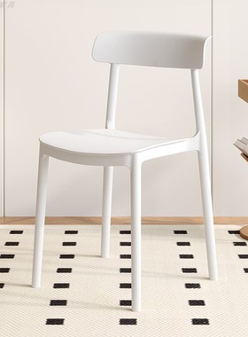 家用北欧靠背餐椅艺术风格椅子可叠放白色电脑椅子餐桌椅学习椅子