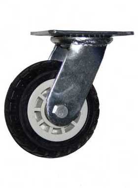 板车橡胶轮品重型带刹车脚轮拖车轮6寸O车静音万向轮实新手推子新