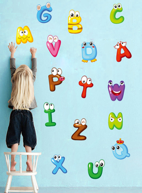 幼儿园英语角宝宝少儿童学英语培训班卡通ABC英文字母墙贴纸贴画