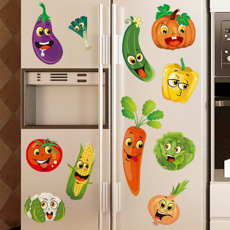 创意蔬菜冰箱翻新贴卡通可爱3d立体门贴纸自粘厨房装饰贴画小图案