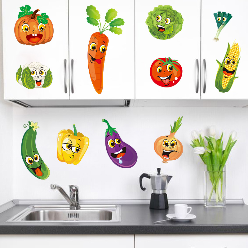 3d立体蔬菜贴纸创意个性厨房橱柜门贴装饰墙贴画防水自粘柜子冰箱