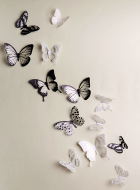 墙贴画3d立体仿真蝴蝶墙纸冰箱卧室客厅镜子衣柜创意墙壁装饰贴纸
