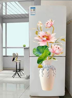 冰箱贴纸装饰翻新贴中国风古典花卉3d立体创意个性可移除贴画